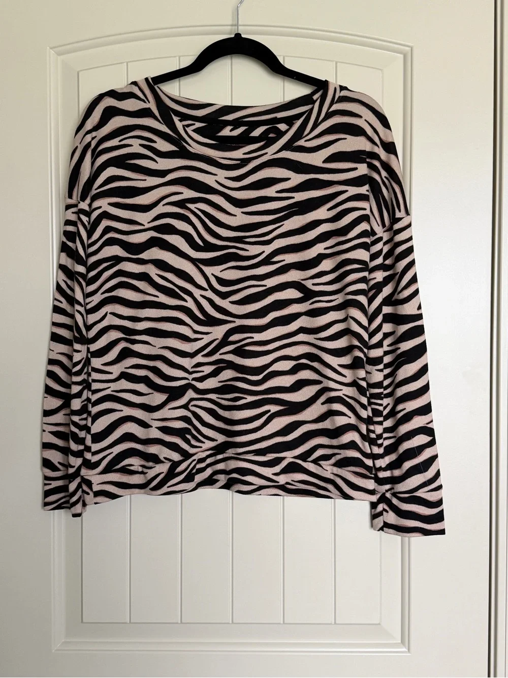 kate spade Pink and Black Zebra Stripe Long Sleeve Top
